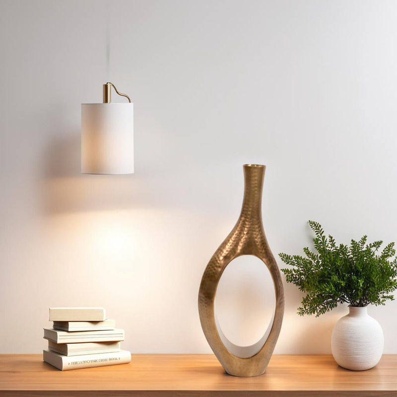 Handmade Aluminum Floor Vase, 31" H x 13.75" W x 5" D, Bronze