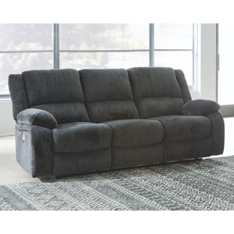 Dametris 88" Pillow Top Arm Reclining Sofa, Dark Gray