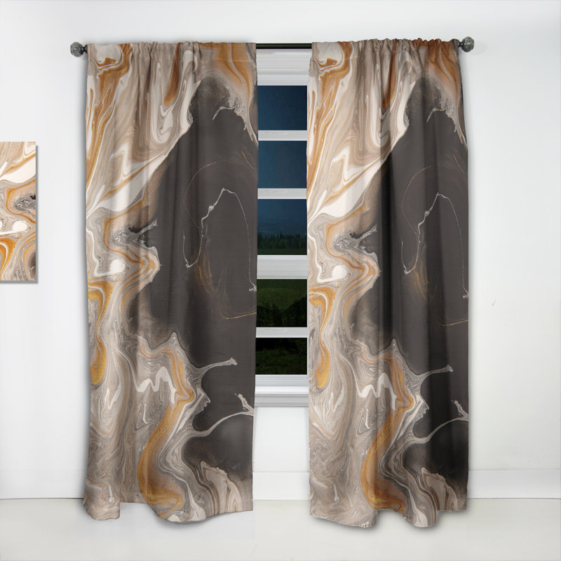 Vagues de marbre brun et noir - Rideau moderne - Velours obscurcissant - 1 panneau, L 52 po x L 95 po