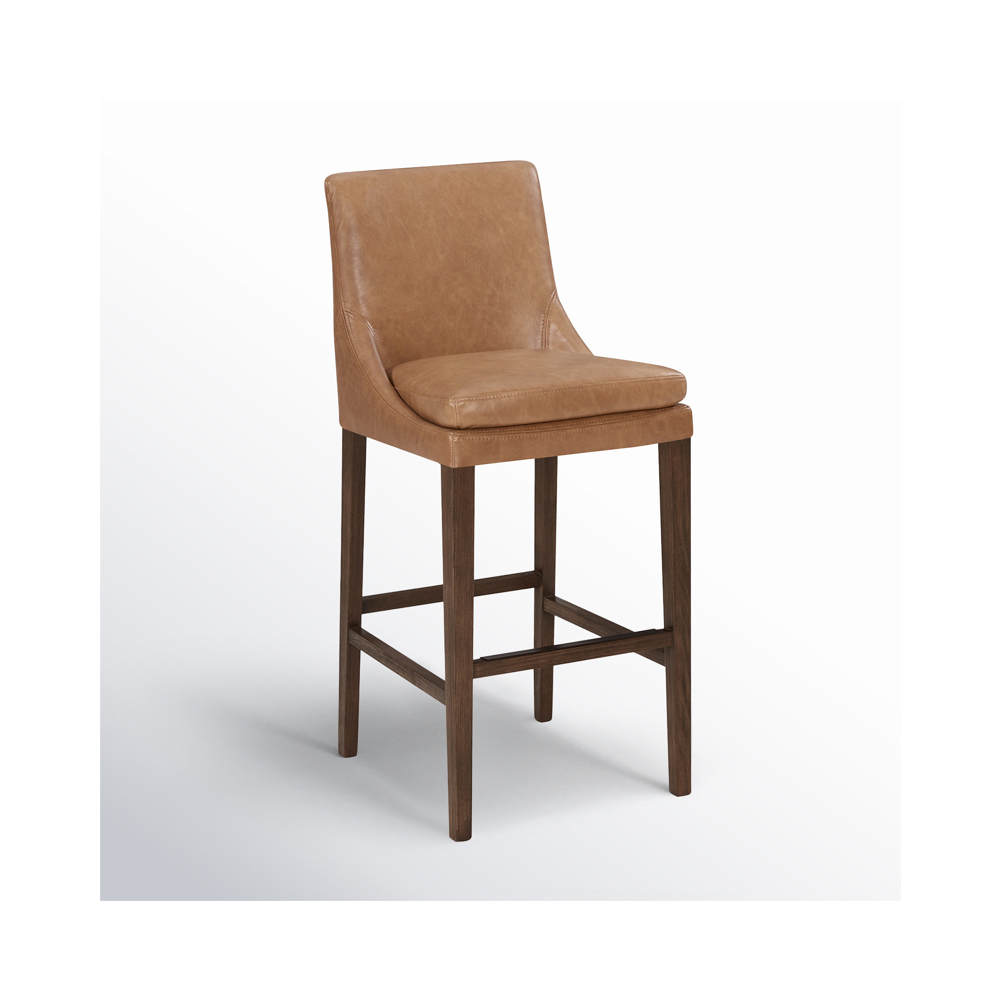 Niara Upholstered Leather Counter & Bar Stool, Copley Camel Faux Leather/Brown, Bar Stool (30” Seat Height)