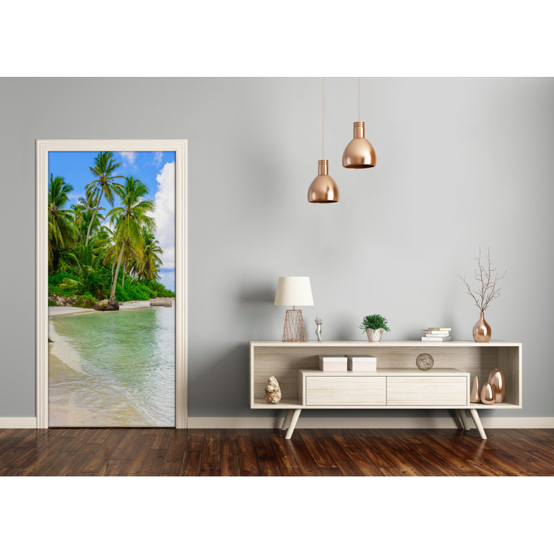 Tropical Beach Door Decal