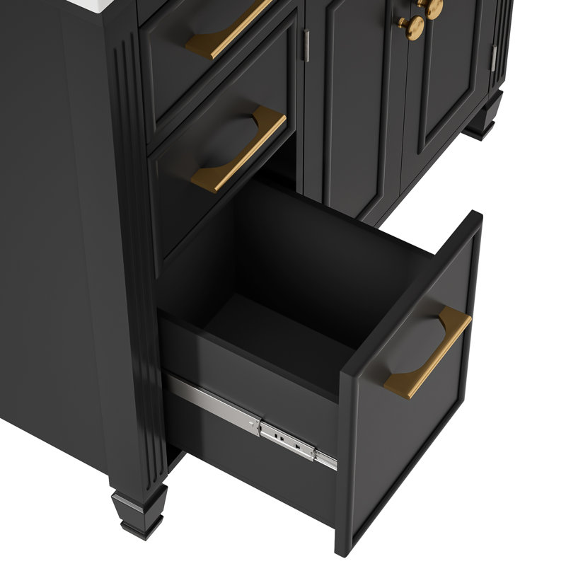 Meuble-lavabo de salle de bain avec lavabo, Noir
