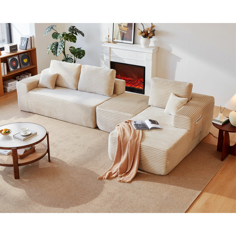 Canapé modulaire avec poches latérales, Beige