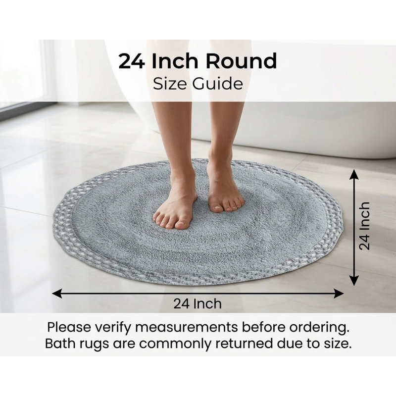 Adiraica 100% Cotton Bath Rug, Gray