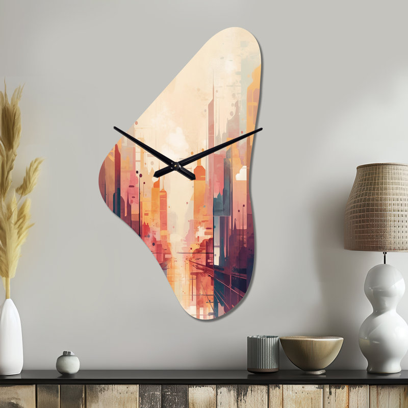 Horloge murale moderne en métal City, Grand