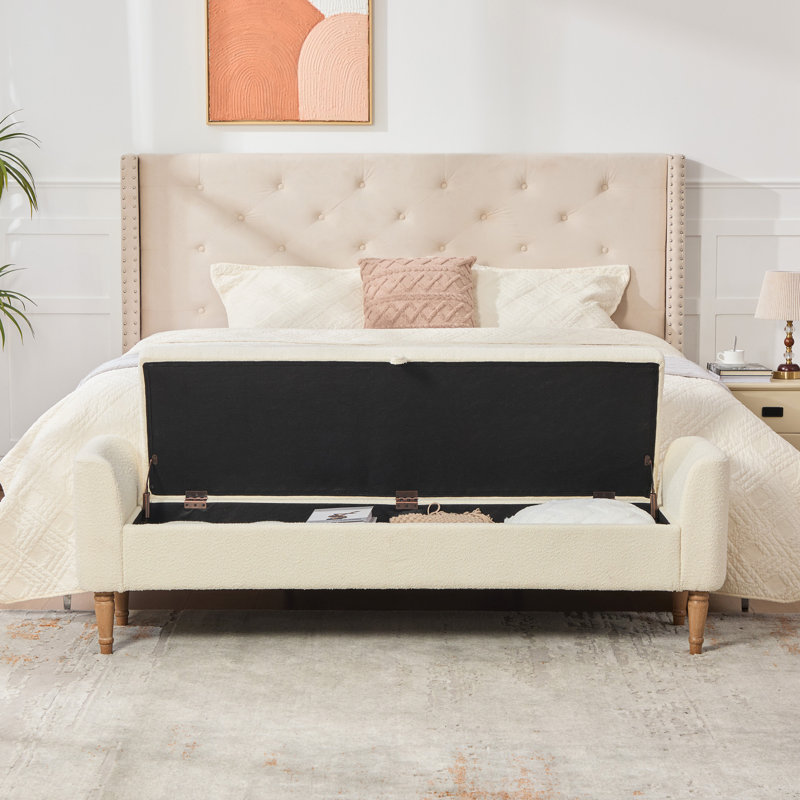 Banc de rangement rembourré Nestlé, Beige