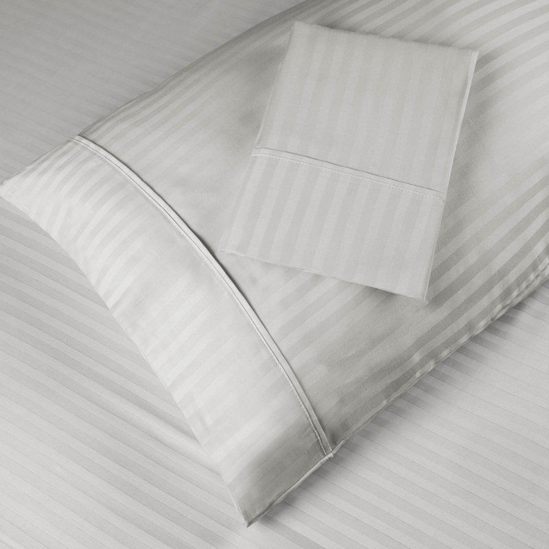 400 Thread Count Striped Standard Cotton Pillowcase Case Pack (Set of 2), King