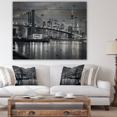 Panorama de la ville de New York la nuit, photographie sur métal