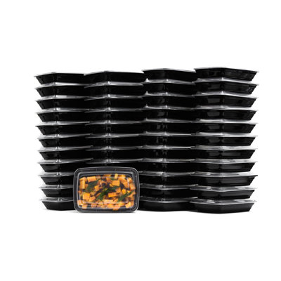  28Oz Black Rectangular Bowls With Lids - Food Storage, Lunch Meal Prep, Bento Box, Microwave & Dishwasher Safe (15)