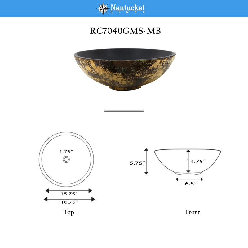 Regatta 16.75'' L Bathroom Sink, Black
