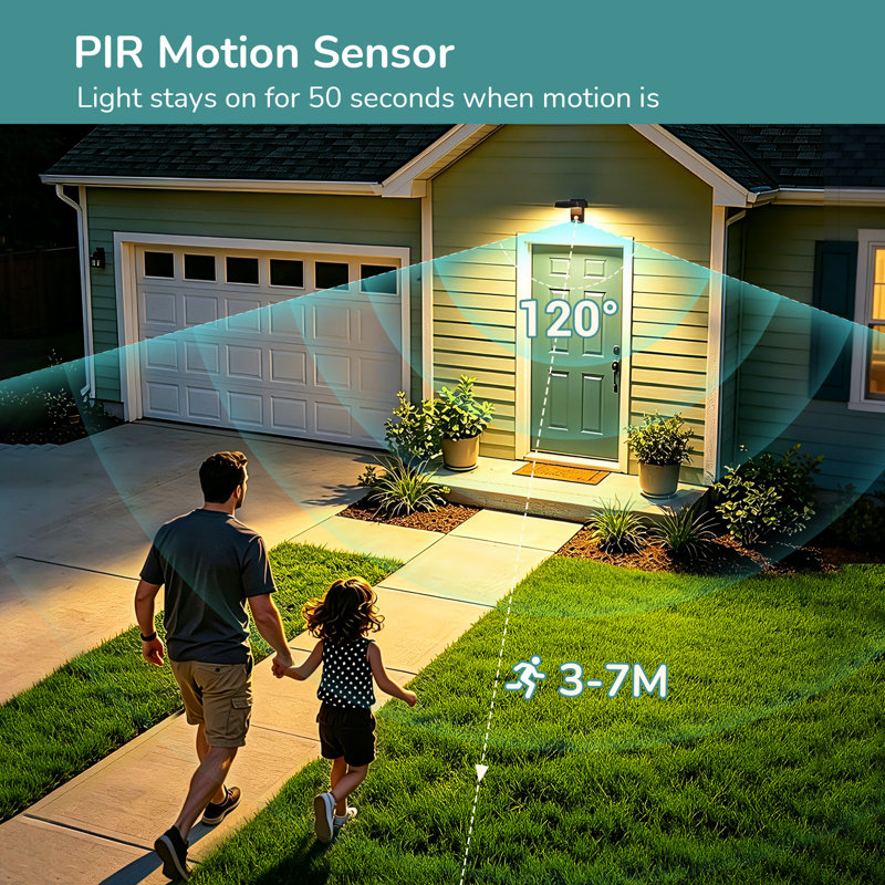 350° PIR Motion Sensor Outdoor Wall Light, IP65 Waterproof Aluminium Security Lamp