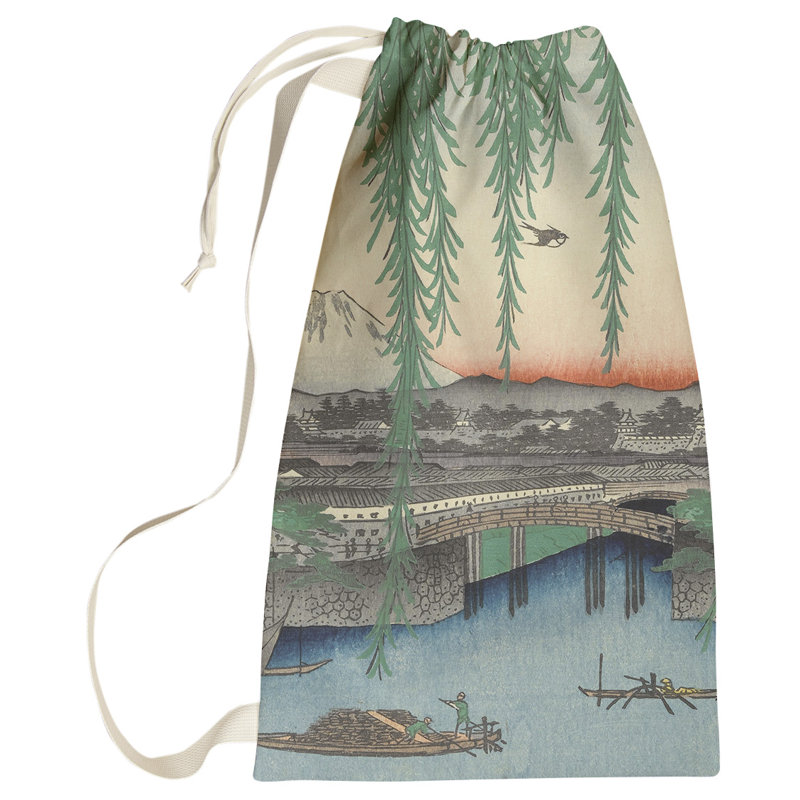 Sac à linge Macintyre Yatsumi Bridge, Grand (H 76,5 po x l 29,5 po x P 1,5 po), Rose / Vert