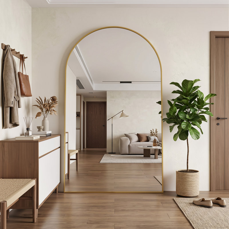 Arched  Metal Oversized Full-Length Mirror, Gold, 72" x 44"