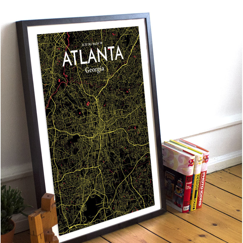 Atlanta City Map - No Frame Print, 60.2 cm H x 27.9 cm W x 0.1 cm D