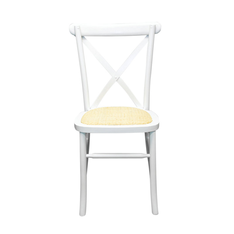 Babb 43cm H Solid Wood Cross Back Stacking Side Chair, White