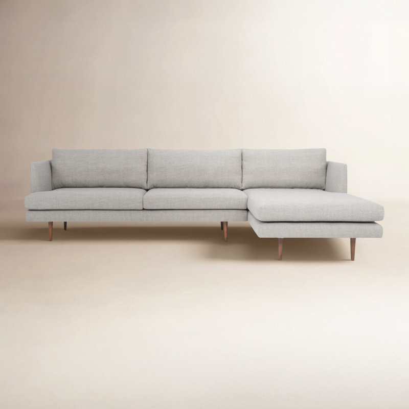 Canapé modulaire 2 pièces Miller, Orienté à droite, Mélange de polyester gris clair