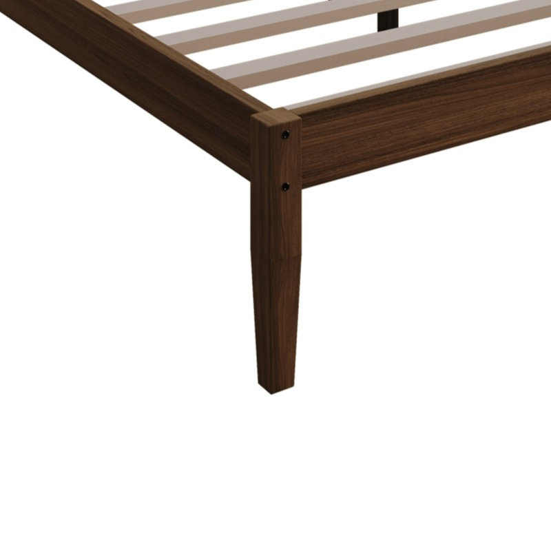 Wooden Platform Bed, Walnut, Twin
