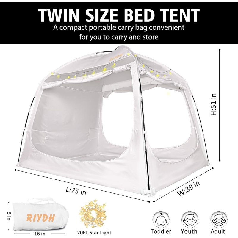 Bed Tent Bed Canopy Breathable 100% for Adult and Kids- Original Design Light Reduction 80%