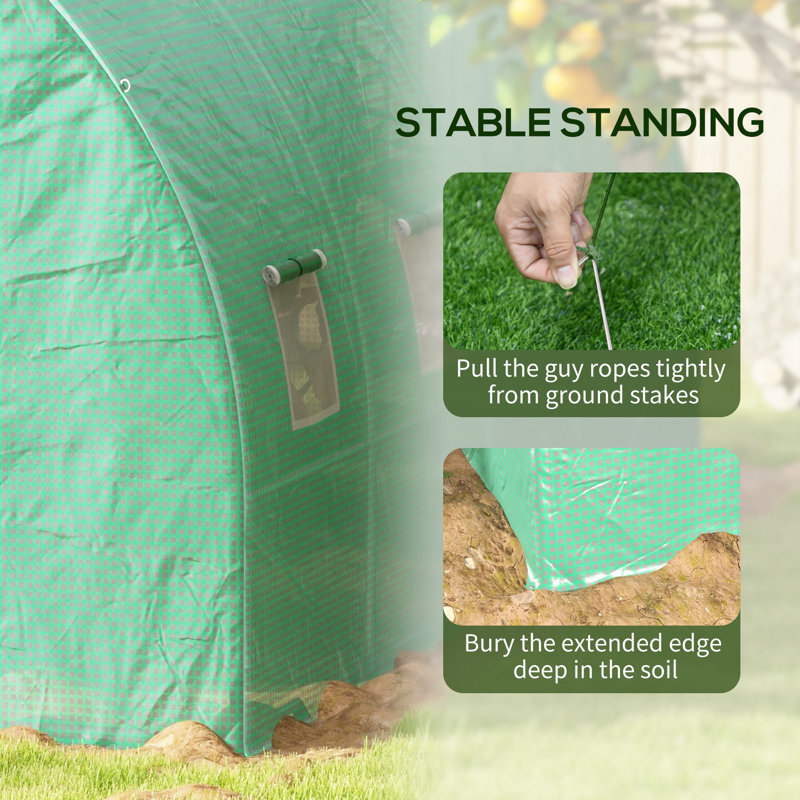 Brinitta Polytunnel Greenhouse Sprinkler Irrigation Walk-in Green, 197cm H x 200cm W x 298cm D