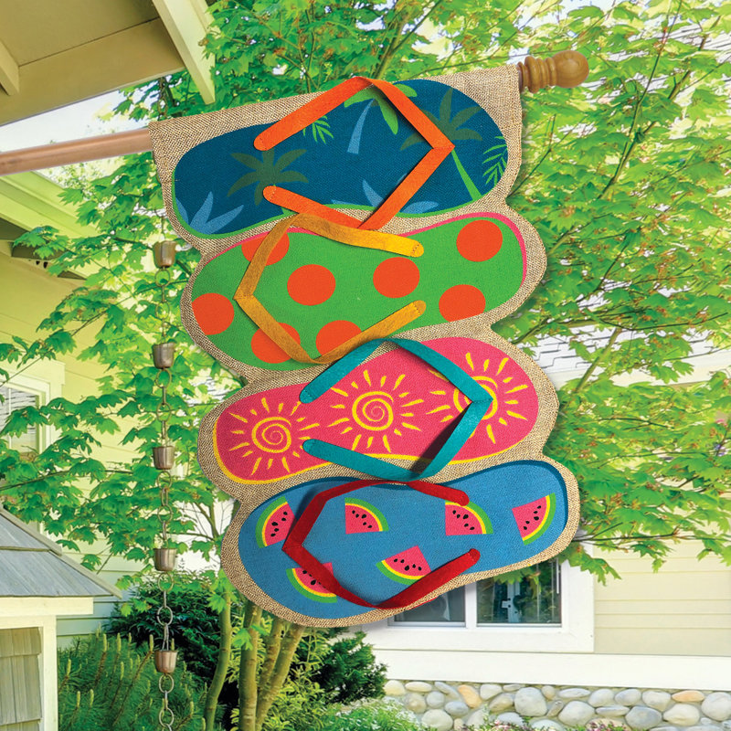 Flip Flops Summer Burlap House Flag