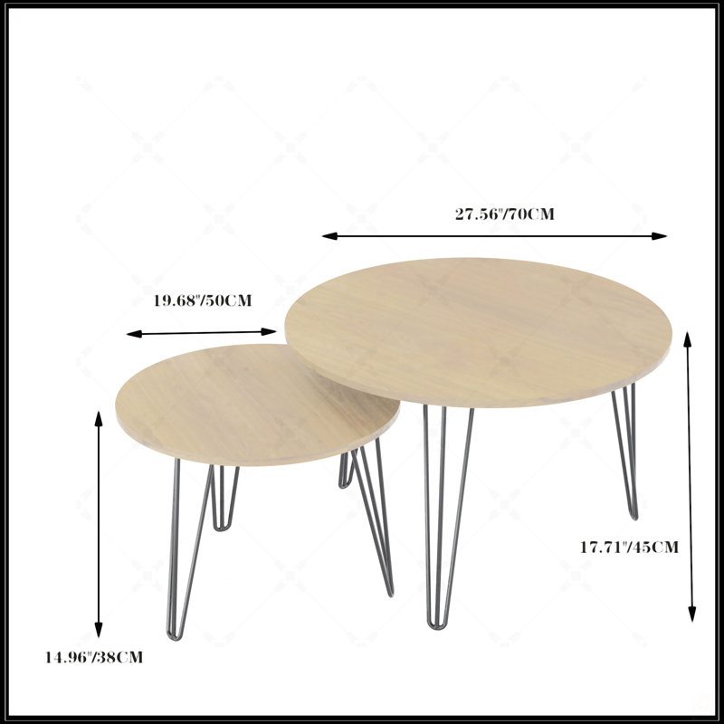 Ensemble de tables basses Nesting, Bois, Brun rustique