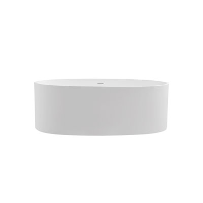 65" Freestanding Solid Surface Bathtub, Stone Resin Freestanding Bath Tub With Overflow And Pop-Up Drain
