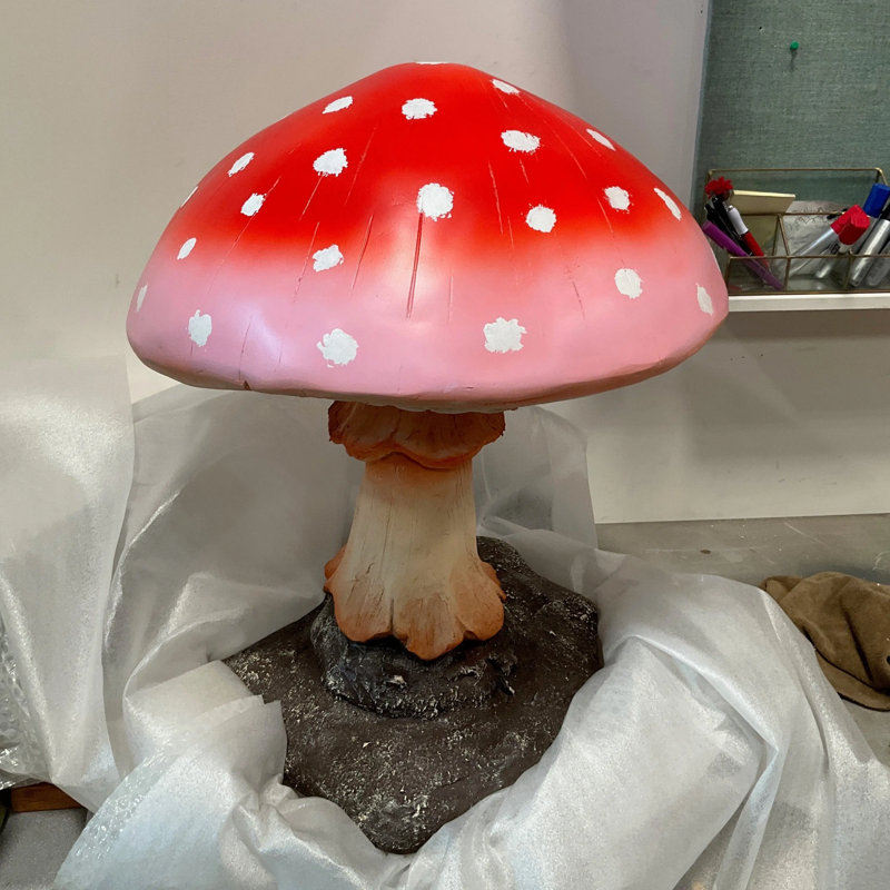 Small Pink Mushroom Over Sized Statue