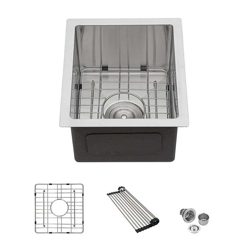 Évier de cuisine à simple cuve encastrable en acier inoxydable 13 po L