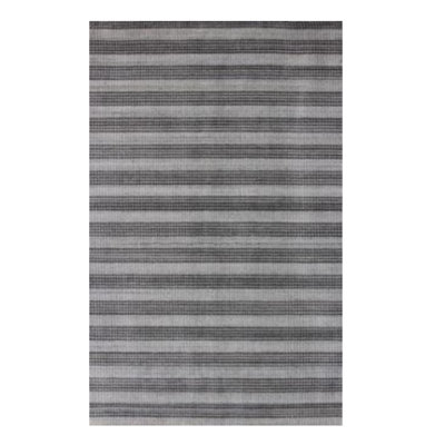 8' X 10' Black And Dark Grey Hand Loomed Area Rug
