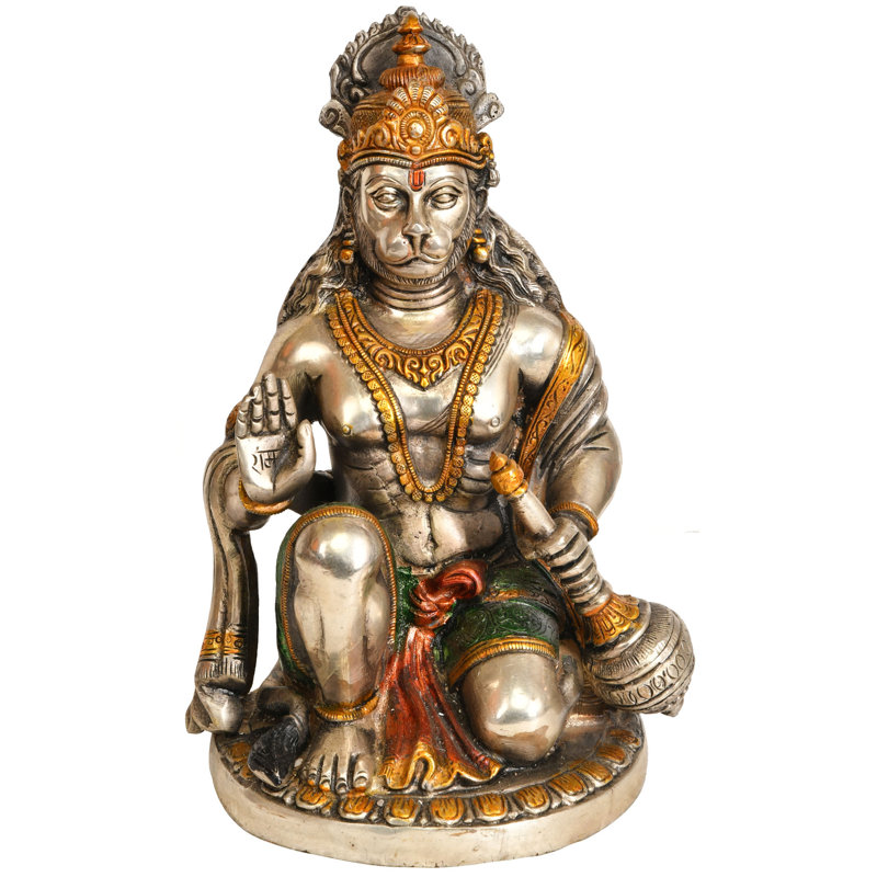 Figurine Bénédiction du dieu Hanuman, Or / argent