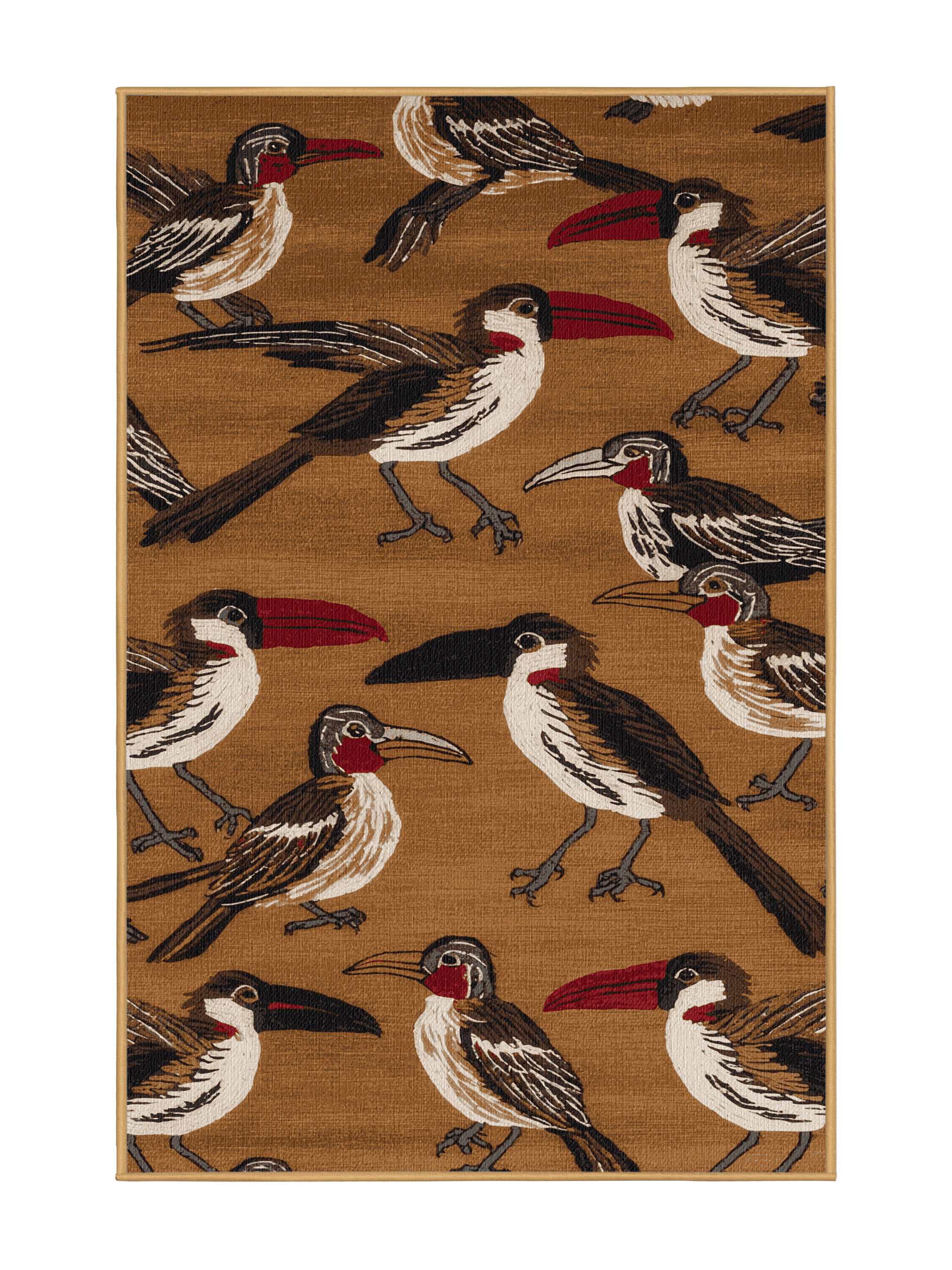 Foundry Select Washable Red billed Quelea Birds Area Rug | Wayfair