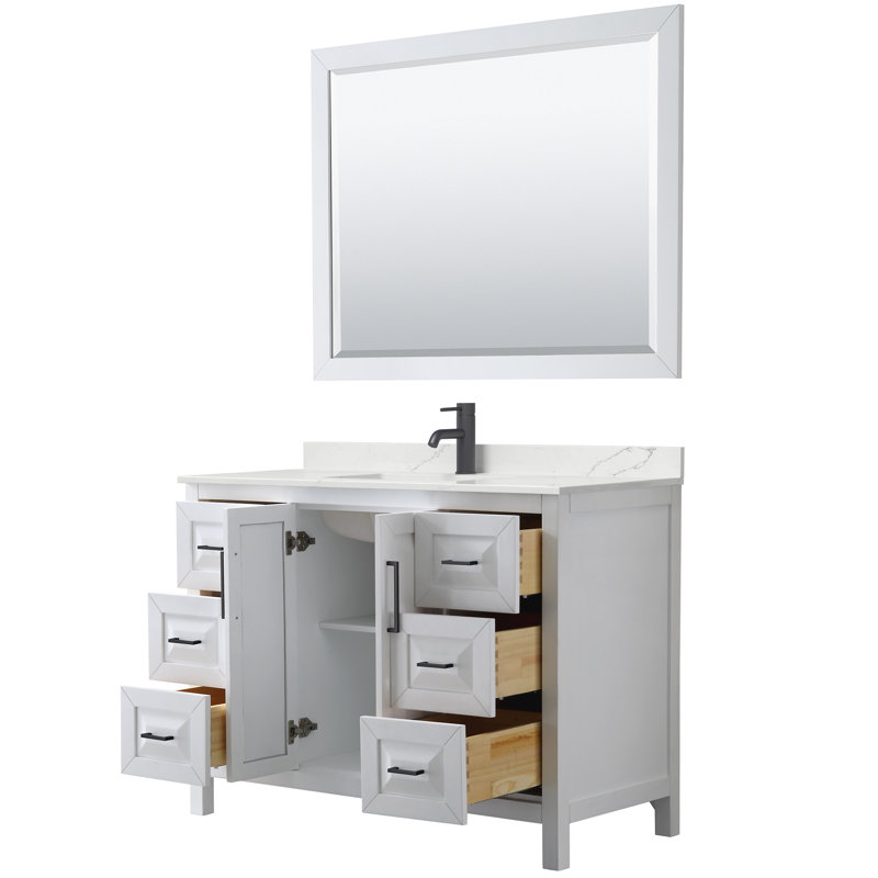 Daria 48'' W Vanity, Matte Black, White, Giotto Quartz
