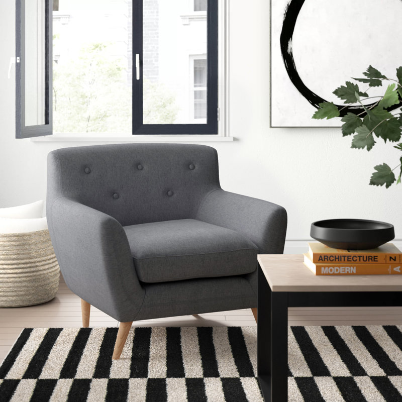 Amelie Upholstered Accent Chair, Dark Grey