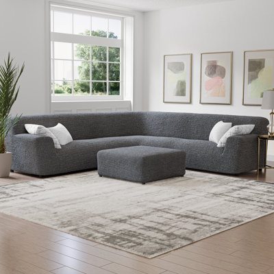 Stretchy Slipcover For Extra Large Corner Sectional Couch Cover - Easy To Clean & Durable - Comfort Collection