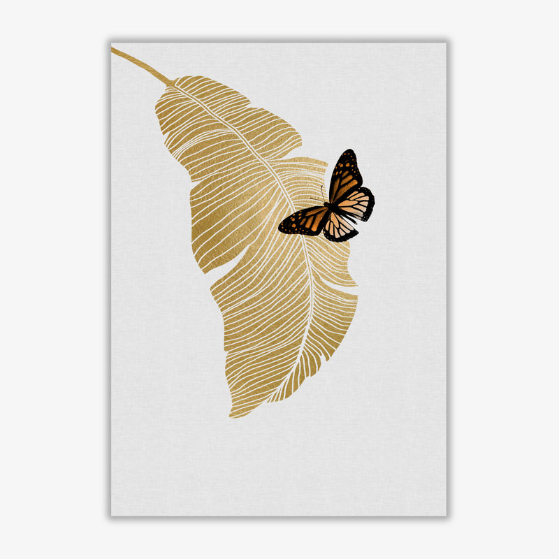 Butterfly & Palm Leaf - Print, No Frame, 85 cm H x 60 cm W x 1 cm D