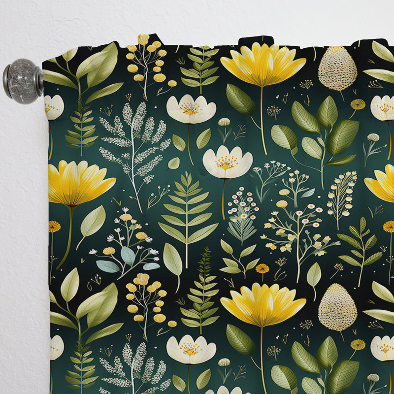 Motif Botanical Bliss Boho - Rideau floral - Velours obscurcissant - 1 panneau, L 52 po x L 84 po