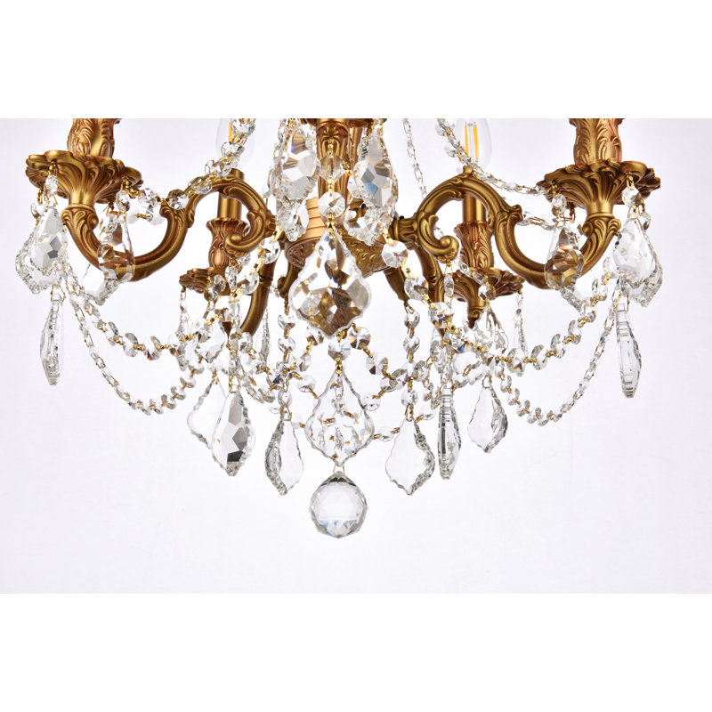 Ashmin 5 - Light Crystal Dimmable Chandelier, French Gold / Crystal (Clear) / Royal Cut