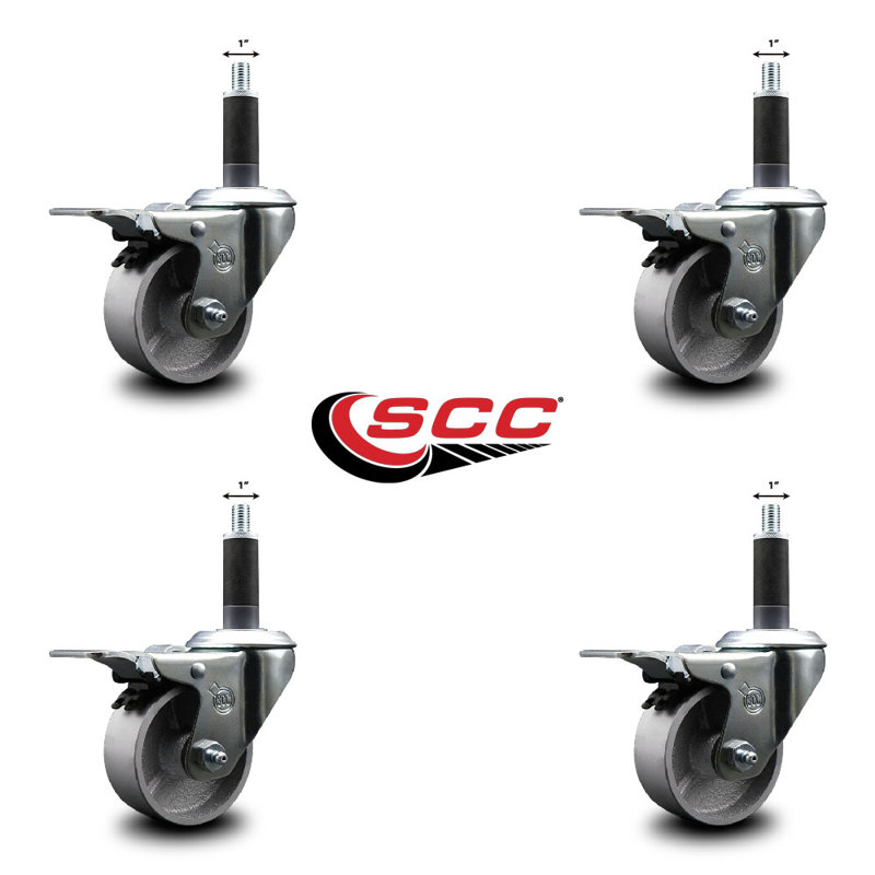 Jeu de roulettes semi-pivotantes extensibles, 3 po x 1 po