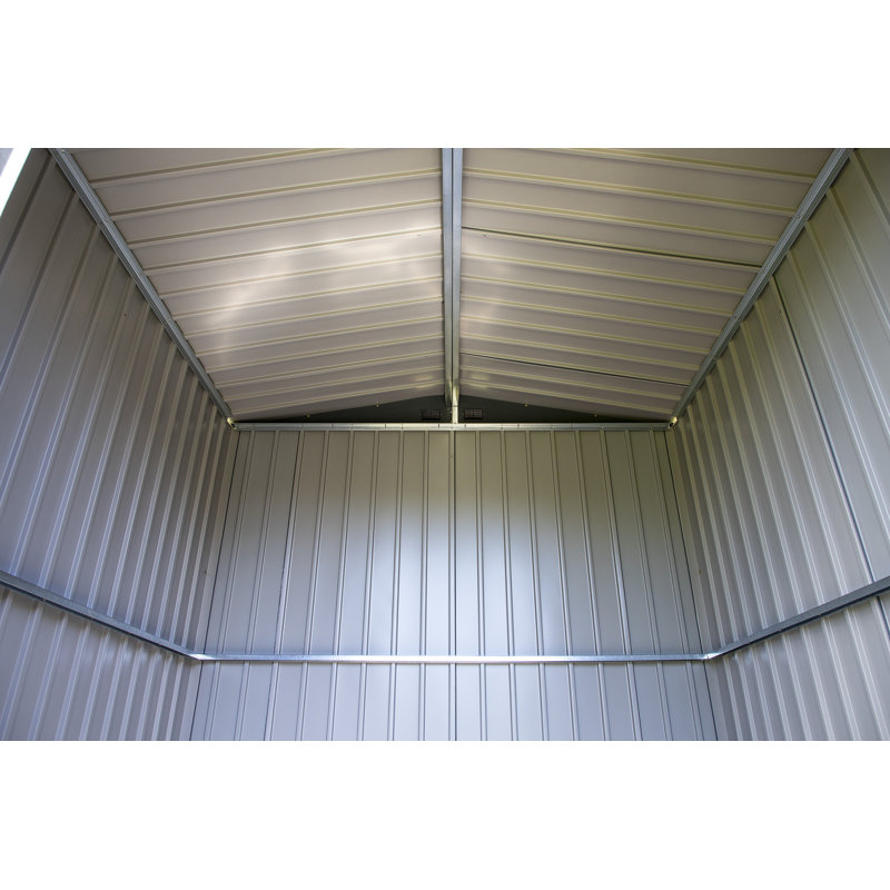 Elite 8' x 6' Gray Steel Storage Shed with Swing Doors