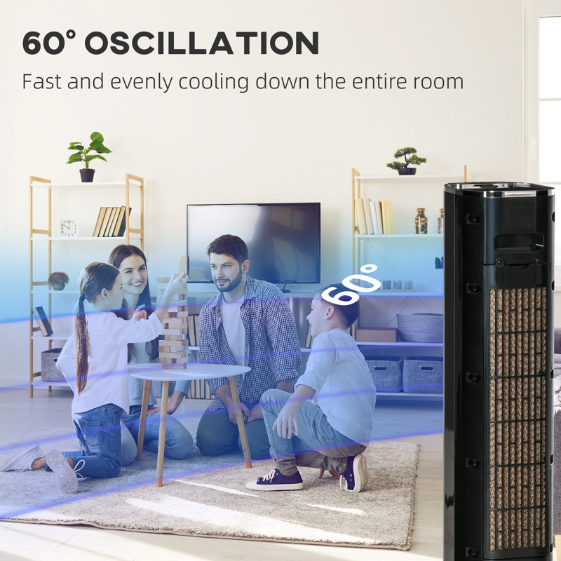 Refroidisseur par évaporation intérieur HomCom avec télécommande incluse, Noir