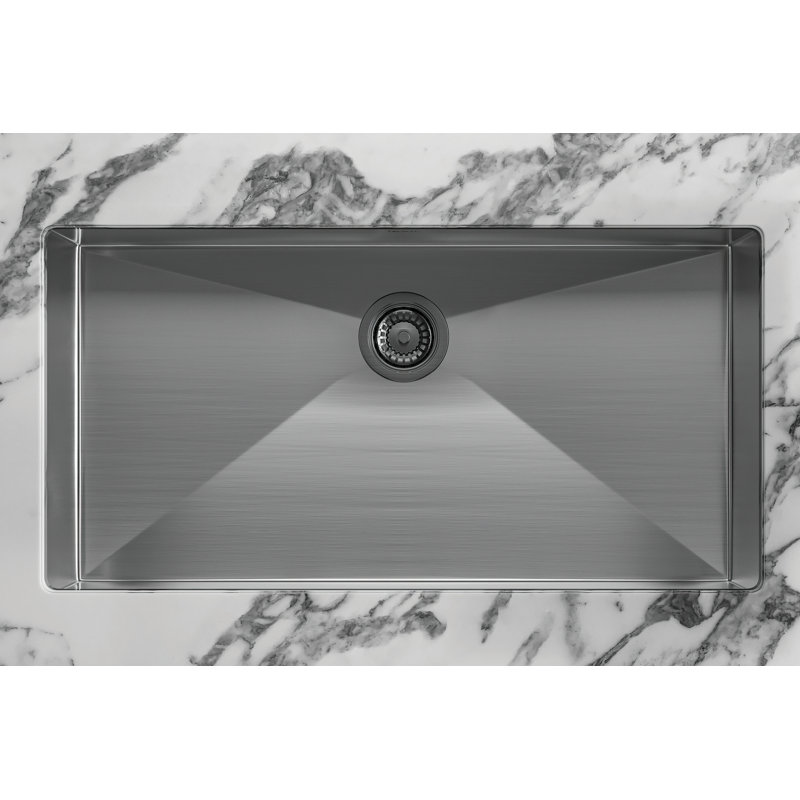 Forze™ 33" Single Bowl Stainless Steel Kitchen Sink, Brushed Stainless Steel