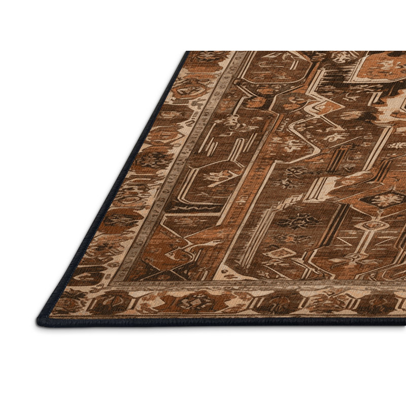 Tapis brun lavable à la machine, Rond 4 pi