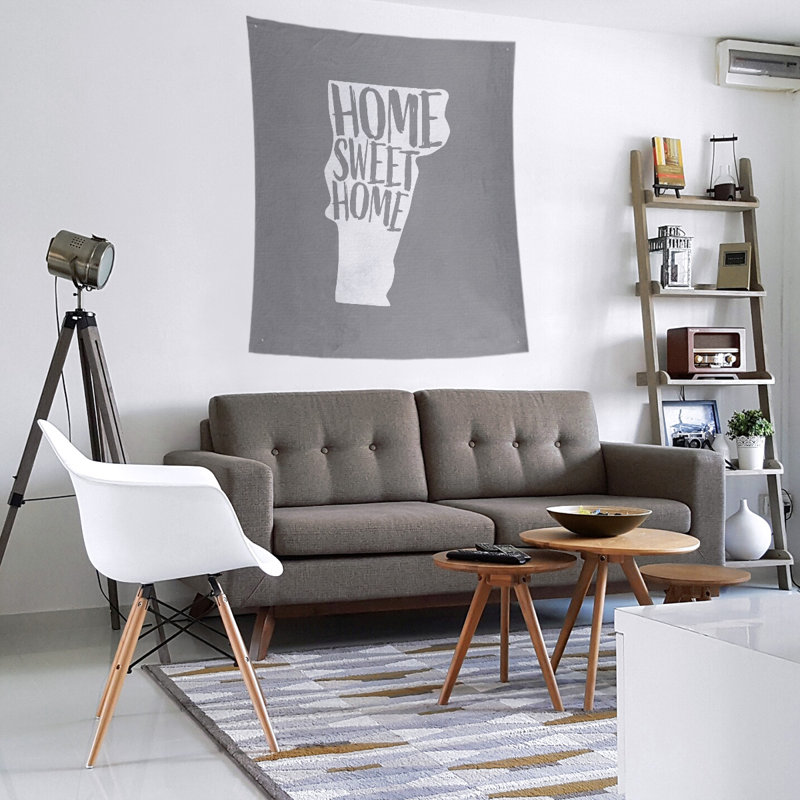 Tapisserie murale Home Sweet Vermont, H 104 po x l 88 po, Gris