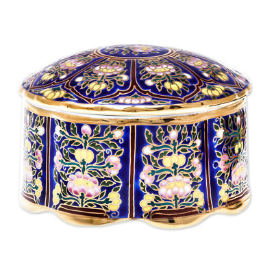 Boîte décorative en porcelaine dorée faite à la main Amedio