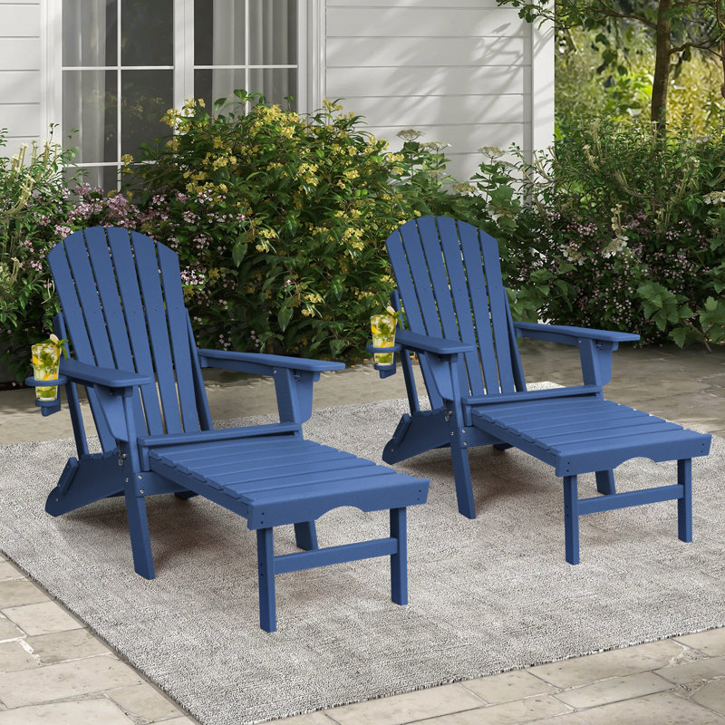 Chaise Adirondack avec repose-pieds Behiye, Marine