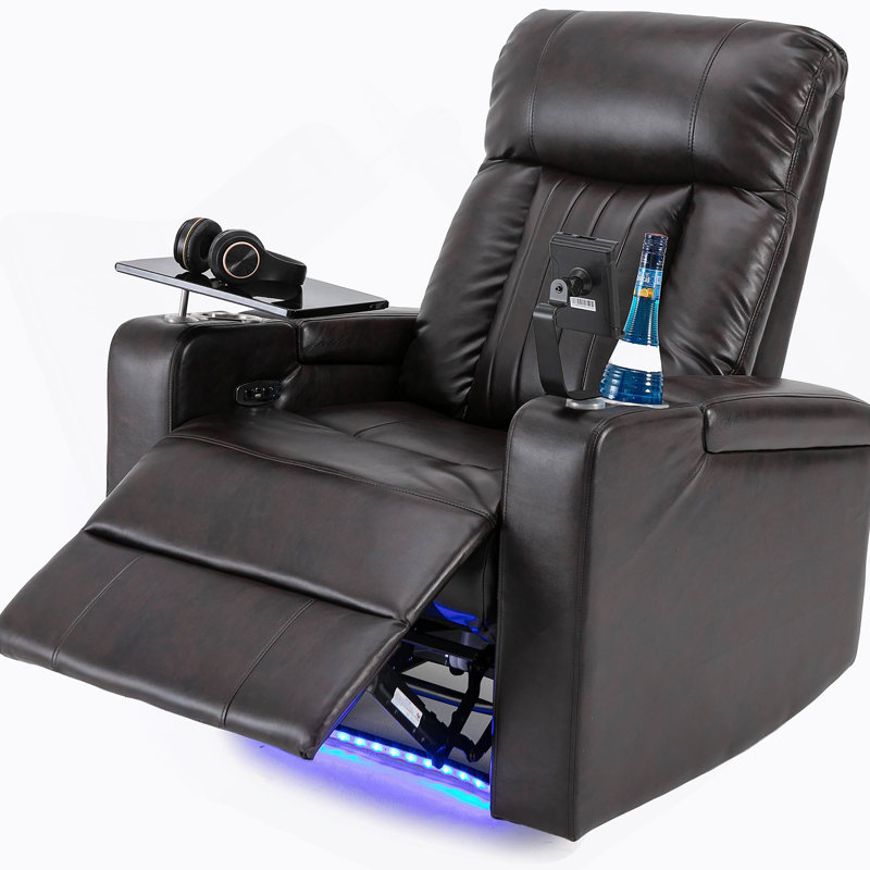 Fauteuil inclinable électrique de qualité supérieure avec bras de rangement, porte-gobelets, plateau pivotant et support pour téléphone portable, brun (ancien sku: SG000710AAD)