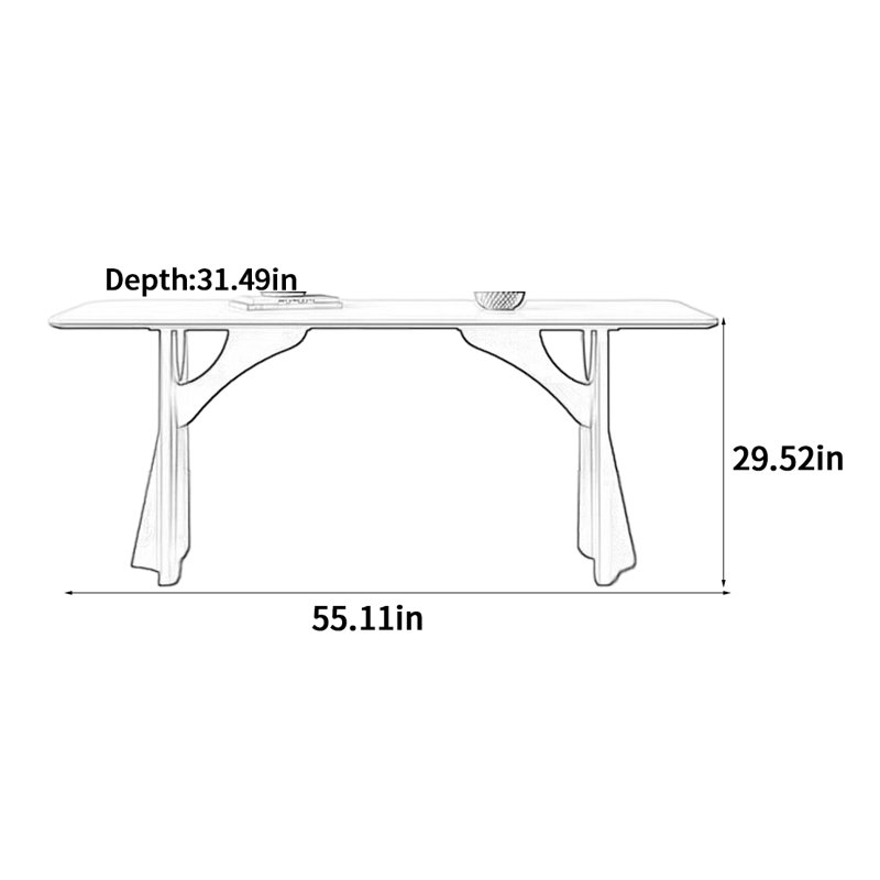 Black Solid Wood Dining Table, 29.52"H x 55.11"L x 31.49"W