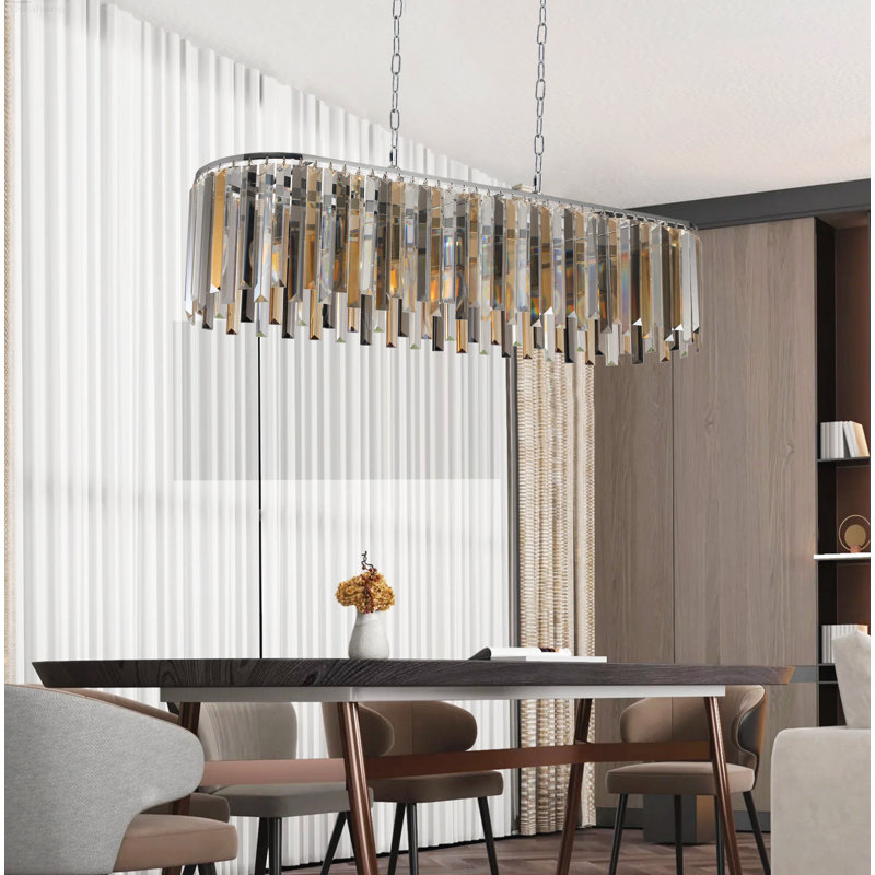 Lustre suspendu géométrique moderne en cristal en or sable et noir