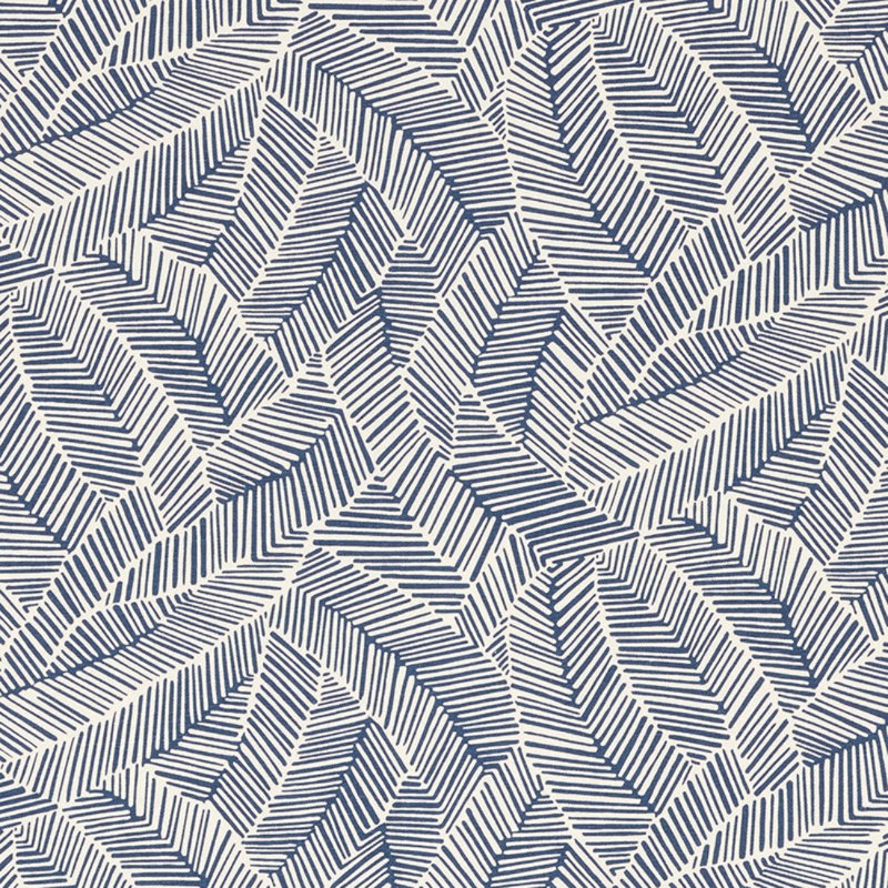 Tissu abstrait à feuilles, Bleu marine