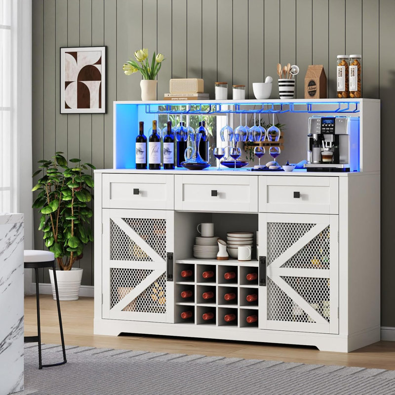 Bar à vin Farmhouse avec lumières DEL
